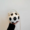 Borsa a tracolla creativa a forma di pallone da calcio con catena oro e manico - Bianco