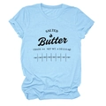 Light blue crew neck t-shirt with creative salted butter graphic and cooking scale - Light Blue (Black Font)