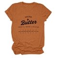 Burnt orange cotton t-shirt with retro Salted Butter graphic and tablespoon scale print - Burnt Orange (Black Font)