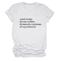 Detail of white cotton T-shirt with black typewriter font print and rolled cuff design - S / White
