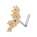 L-förmiges goldenes Nasenpiercing mit Zirkonia-Cluster aus hochwertigem Edelstahl - Cluster-Kurve (BD00130) / Gold