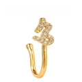 Golden L-shaped nose ring with letter B design and shimmering white zircon stones - Letter B Style (EGJ0256) / Gold