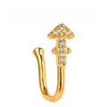 Arrow-shaped nose cuff in 18k gold plating featuring sparkling white zircon stones - Arrowhead Style (EGJ0257) / Gold