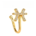 L-shaped zodiac nose clip in 18k gold plating with sparkling white crystals - Double Bar Cross Style (EGJ0259) / Gold