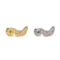 Golden and silver wing ear studs with zircon stones and flat back screw design - Wing Style / Gold