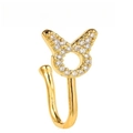 Goldener U-Nasenclip ohne Piercing mit funkelndem Hasenkopf-Design und kleinen Zirkonias - Hase Stil (EGJ0265)
