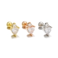 Three-piece set of heart-shaped zircon ear studs in gold, rose gold and silver finishes - Heart Style (EGD1522) / Gold