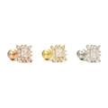 Square halo stud earrings with zircon in rose gold, gold and silver finishes - Square Cluster Style (EGD1585) / Gold