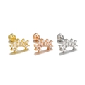 Crown shaped ear cartilage studs with white zircons in gold, rose gold and silver finishes - Curved Row Crown Style (EGD1836) / Gold
