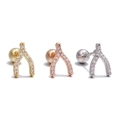 Three-piece wishbone stud earrings set in gold, rose gold, and silver with zircon stones - Gold