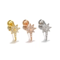 Star-shaped 18k gold ear studs with zircon inlay and secure screw back closure - Gold