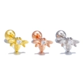 Bee screw back earrings in gold, rose gold and silver finishes with zircon stones - Gold