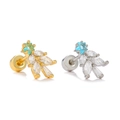 Surgical steel evil eye star cluster labret stud with blue zircon marquis stones - Star Cluster Style (EGD2711) / Gold