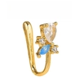 Detail of 18k gold-plated U-shaped nose clip with colorful bow-shaped zircon stones - Pear and Marquise Mixed Setting Style (EGJ0167 Gold Color)