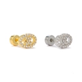 Gold and silver coffee bean stud earrings featuring sparkling cubic zirconia pave setting - Pig Nose Oval Style (EGD2734) / Gold