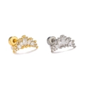 Clou d'oreille cartilage en acier avec zircon marquise en doré et argenté - Couronne en Éventail (EGD2701) / Pièce Unique / Or