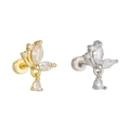 Elegant butterfly stud earrings with zircon crystals in gold and silver finishes - Butterfly Zirconia Dangle Style (EGD2392) / Gold