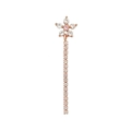 Rose gold daisy tassel earring with pink center gemstone and dangling crystal chain - Rose Gold Dangle Flower Style (EGD0474)