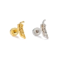 18k gold and silver plated feather stud earrings with secure screw back ball closure - Feather Style / Gold