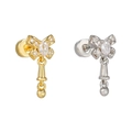 Elegant 18k gold plated bow earrings with sparkling cubic zirconia and cone drop pendants - Bow Pendant Style (EGD2816) / Gold