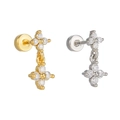 Exquisite 18k gold and silver plated cross stud earrings with sparkling zircon stones - Gold Piece / Double Layer Cross Style (EGD2885)