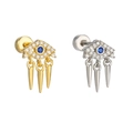 Evil eye stud earrings with blue zircon and metal spike pendants in gold and silver - Evil Eye Style (EGD2653) / Gold