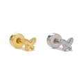 Golden and silver butterfly cartilage studs with micro-pave zircon and screw back - Butterfly/Cross Style (EGD2086) / Gold