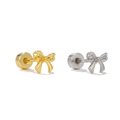 Minimalist bow-shaped screw-back cartilage earrings in polished gold and silver finishes - Bowknot Style (EGD2088) / Gold