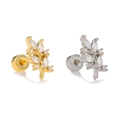 Orecchini a lobo a forma di foglia con zirconi marquise in oro e argento - Stile Ramo di Foglia (EGD2700) / Oro