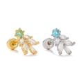 Orecchini a foglia con zirconi marquise e stella blu in finitura oro e argento - Stile Ammasso Stellare (EGD2711) / Oro