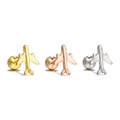 Boucles d'oreilles avion en acier inoxydable poli en finitions or, rose et argent - Style Avion (EGD2090) / Or