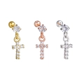 Set de boucles d'oreilles croix en finitions or, or rose et argent avec zircone - Style Croix (EGD2108) / Or