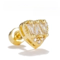 Golden heart-shaped stud earring with cubic zirconia and a secure screw back - Heart Style (EGD3524) / Gold