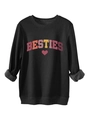 Detail of fleece lining and BESTIES embroidery on a black heavy cotton sweatshirt - Black