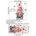 Vintage typewriter wall decal with pink poppies and red roses for home wall decoration - 30*60cm *1PCS / Colorful