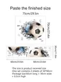 Detailed size guide for 3D soccer wall decal showing finished and received dimensions - 30*60cm*2pcs