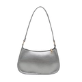 Borsa sottospalla argento minimalista con trama metallizzata stropicciata e tracolla - Argento