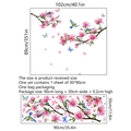 Pink blossom branch and birds wall sticker set measuring 102x89cm for home decor - 30x90cm Pink Floral Bird Style