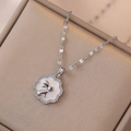 Elegant rabbit pendant necklace with crystal inlay and enamel finish for women - White Rabbit (Necklace)