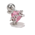 Orecchino a cuore in zircone rosa con scritta LOVE argento e chiusura a vite - LOVE Freccia attraverso il cuore (EGD0460 Placcato Oro Bianco)