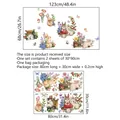 Easter bunny wall sticker set 31.4x11.8in size guide with floral and rabbit patterns - 30*70cm (2 Sheets)