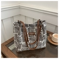 Modern black and white pattern large tote bag with brown leather handles for daily commute - Coffee Without Charm