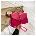 Hot pink PU leather crossbody bag with gold buckle and envelope flap detail - Rose Red
