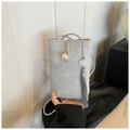 Mini sac pour téléphone avec fermoir perle et un élégant pendentif à long gland en soie - Argent (Avec Pendentif)