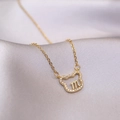 Collana in oro minimalista con ciondolo a forma di orso, segno dello Scorpione e zirconi - Collana con orso cavo dorato (X2104)
