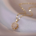 Elegant gold octagonal star pendant necklace with purple and white micro-pave zircons - Gold Colorful Rotating Style (X2087)