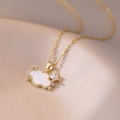 Elegant gold cloud necklace with white mother of pearl and star diamond on pink silk - Gold Cloud Necklace (With Pendant)