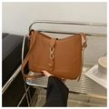 Sac sous l'épaule en cuir marron vintage avec sangle réglable à boucle dorée - Marron