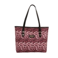 Borsa tote con stampa leopardata rosa e viola, manici in pelle e dettagli in borchie - Rosa