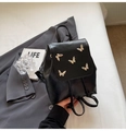 Schwarzer Mini-Rucksack aus Leder mit fünf goldenen 3D-Schmetterlingsschnallen - Schwarz